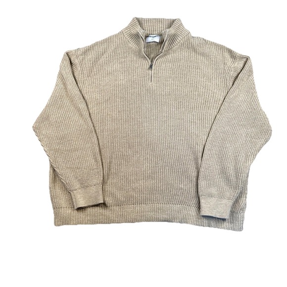 Old Navy Other - Old Navy Quarter Zip Knit‎ Sweater Mens XXXL Beige Cotton Mock Neck Long Sleeve